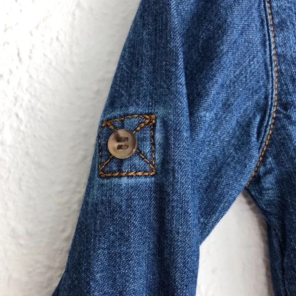 Mayoral dress long sleeve‎ denim with floral corduroy skirt size 9 months
